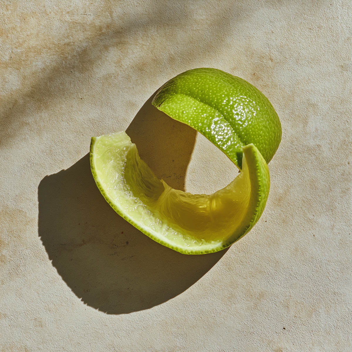 skal från lime ligger på en yta med textur