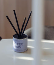 Miljövänligt doftset After Rain placerat som en minimalistisk inredningsdetalj på ett bord.