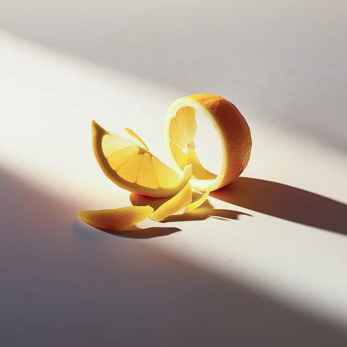 citron och citronskal i en artistik uppställning